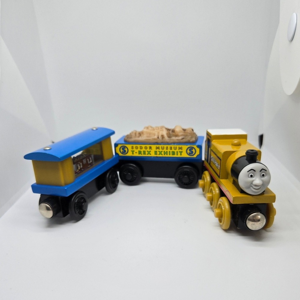Vintage Thomas Wooden Railway Stepney Fossil Car Jewel Car Set